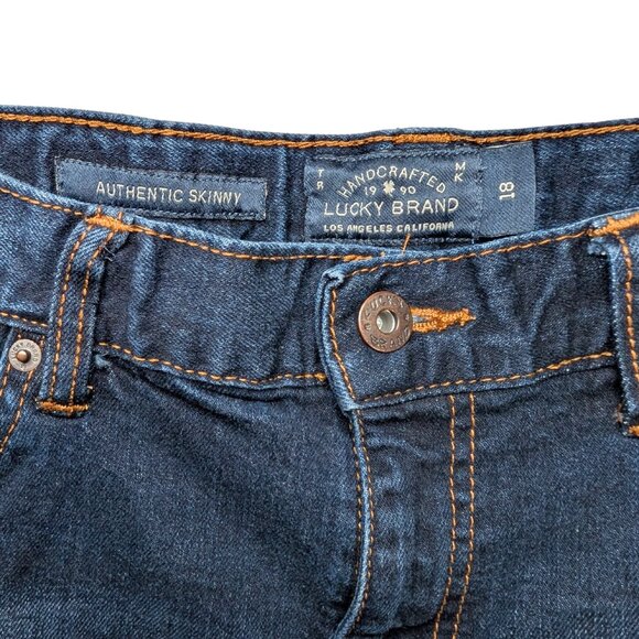 Lucky Brand Boys 18 Dark Wash Skinny Jeans Authentic Youth Denim Skater kid pant - Picture 6 of 8